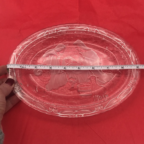 VTG Mikasa Rejoice Nativity Clear Frosted Etched Crystal Glass Oval Plaque/Dish - Picture 4 of 6